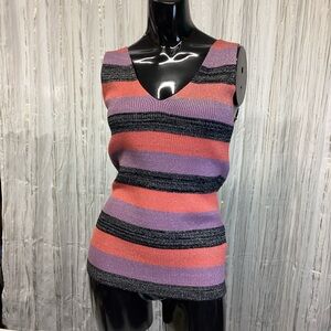 John + Jenn Multicolor Striped Knit Top - Lilac/Pink - L - NWT